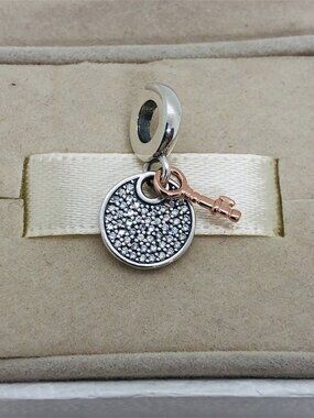 ✨🔥Pandora Two-Tone Key To Happiness Double Dangle Charm